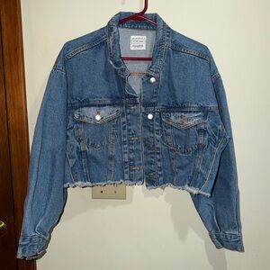 Women's Cropped Denim Jacket - Blue